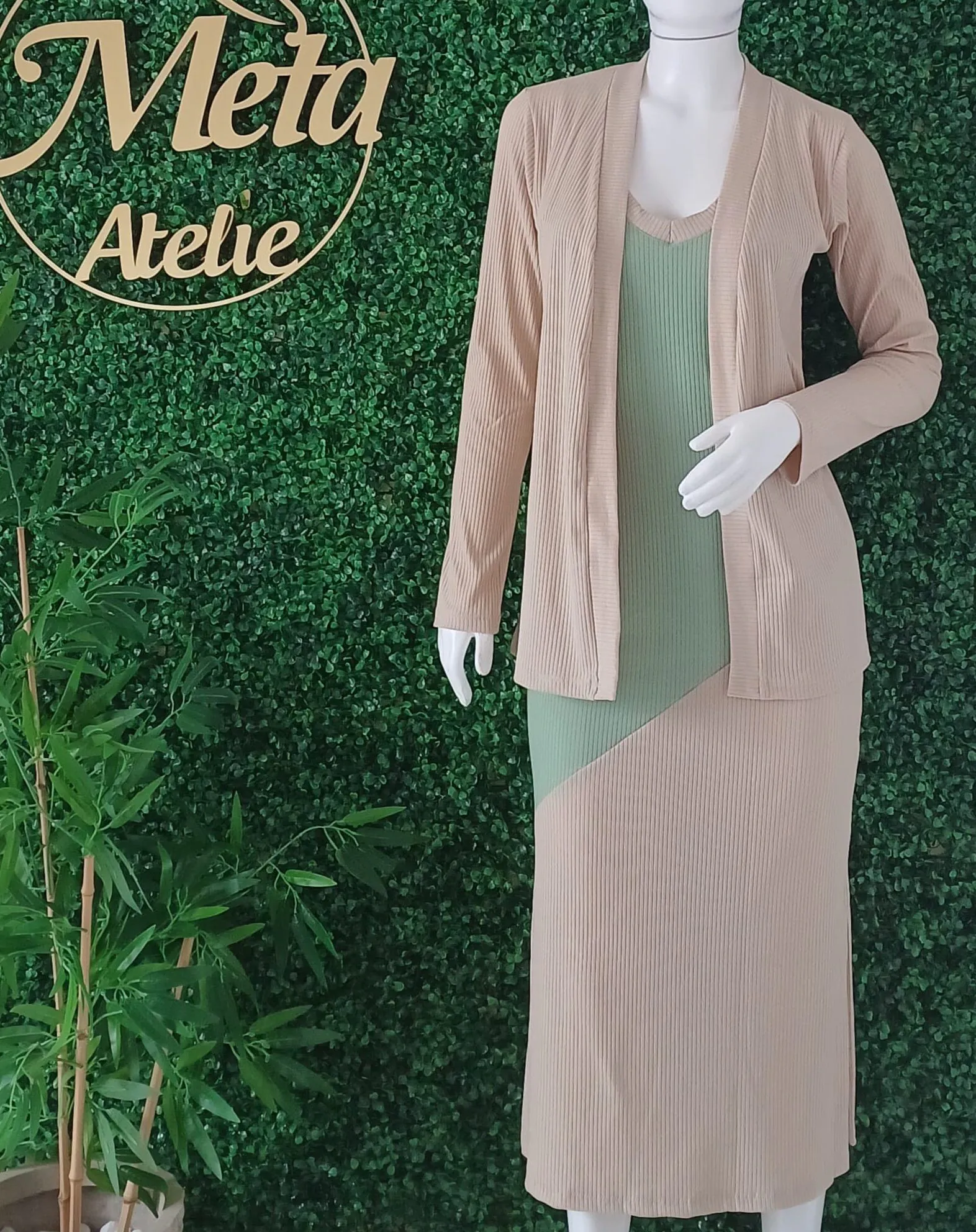 Vestido Elegance + Cardigan Soft Chic – Malha Canelada