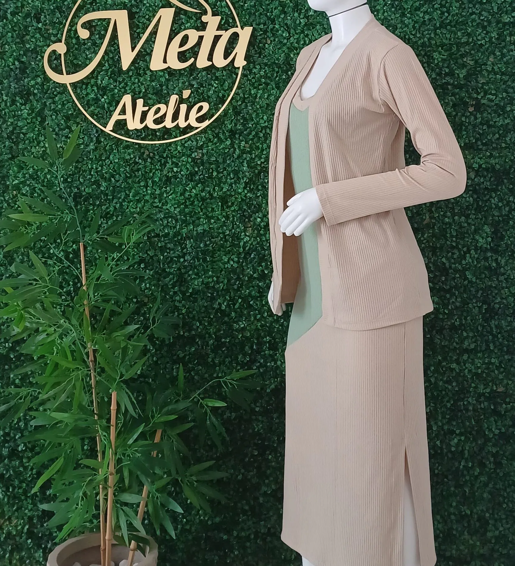 Vestido Elegance + Cardigan Soft Chic – Malha Canelada - Image 2